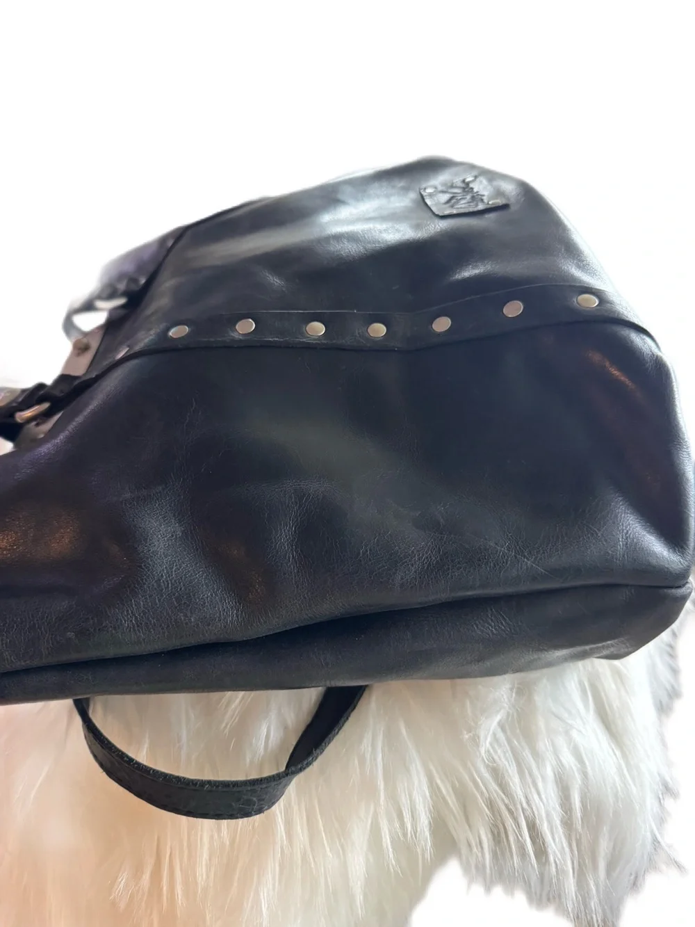 Patrica Nash Black Stud-Trim Leather Tote Bag